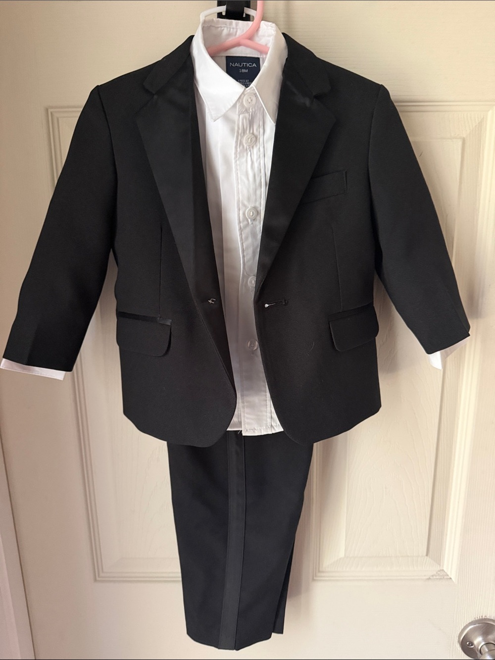 Nautica Boys Black Tuxedo Jacket, Pants & White Dress Shirt
